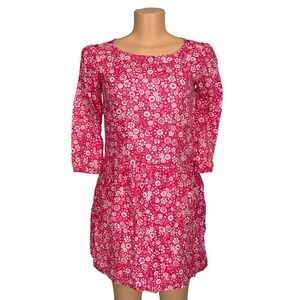Gap Kids Girls XXL Pink White Floral Daisy Drop Waist 3/4 Sleeve Dress Kids XXL